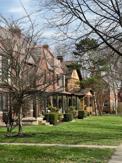 Charming neighborhood vibes on a crisp day.